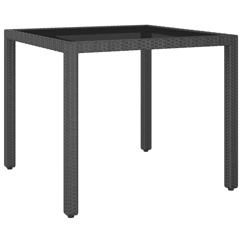 5 Piece Garden Dining Set Poly Rattan and Tempered Glass Black Price
