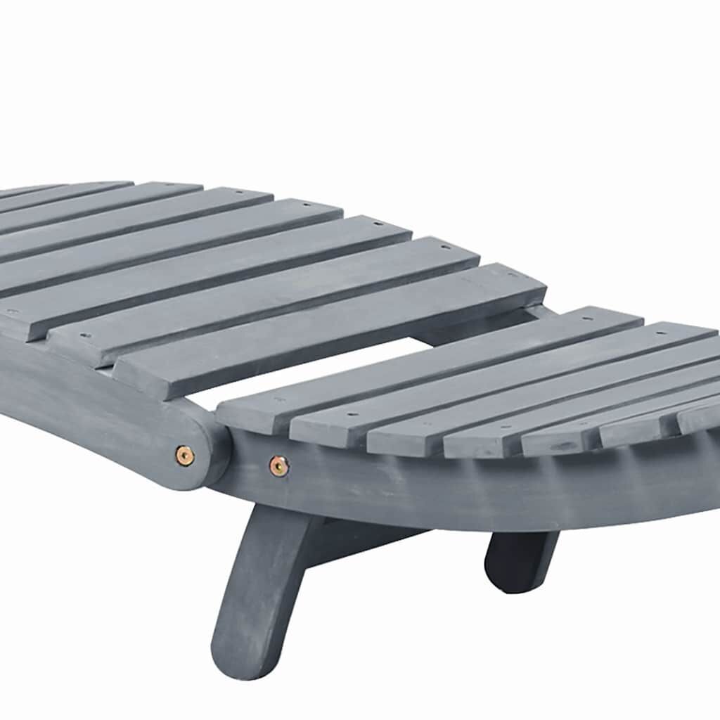 Sun Lounger with Cushion Grey Solid Acacia Wood Price