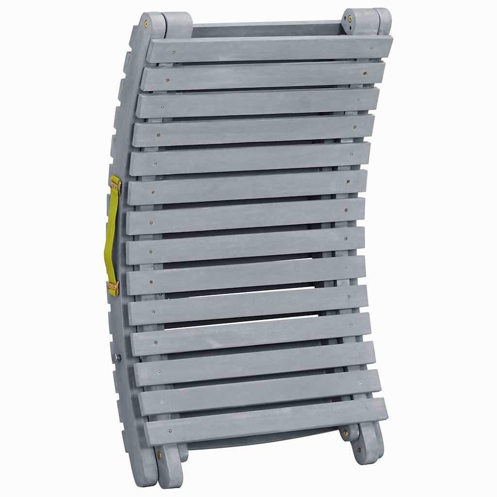Sun Lounger with Cushion Grey Solid Acacia Wood Price