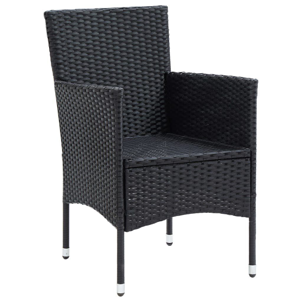 7 Piece Garden Dining Set with Cushions Poly Rattan Black Price
