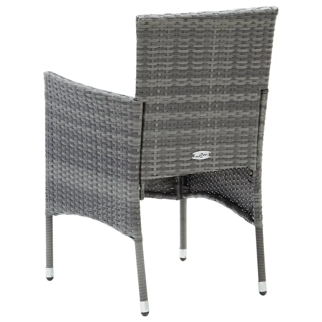 7 Piece Garden Dining Set with Cushions Poly Rattan Grey Price