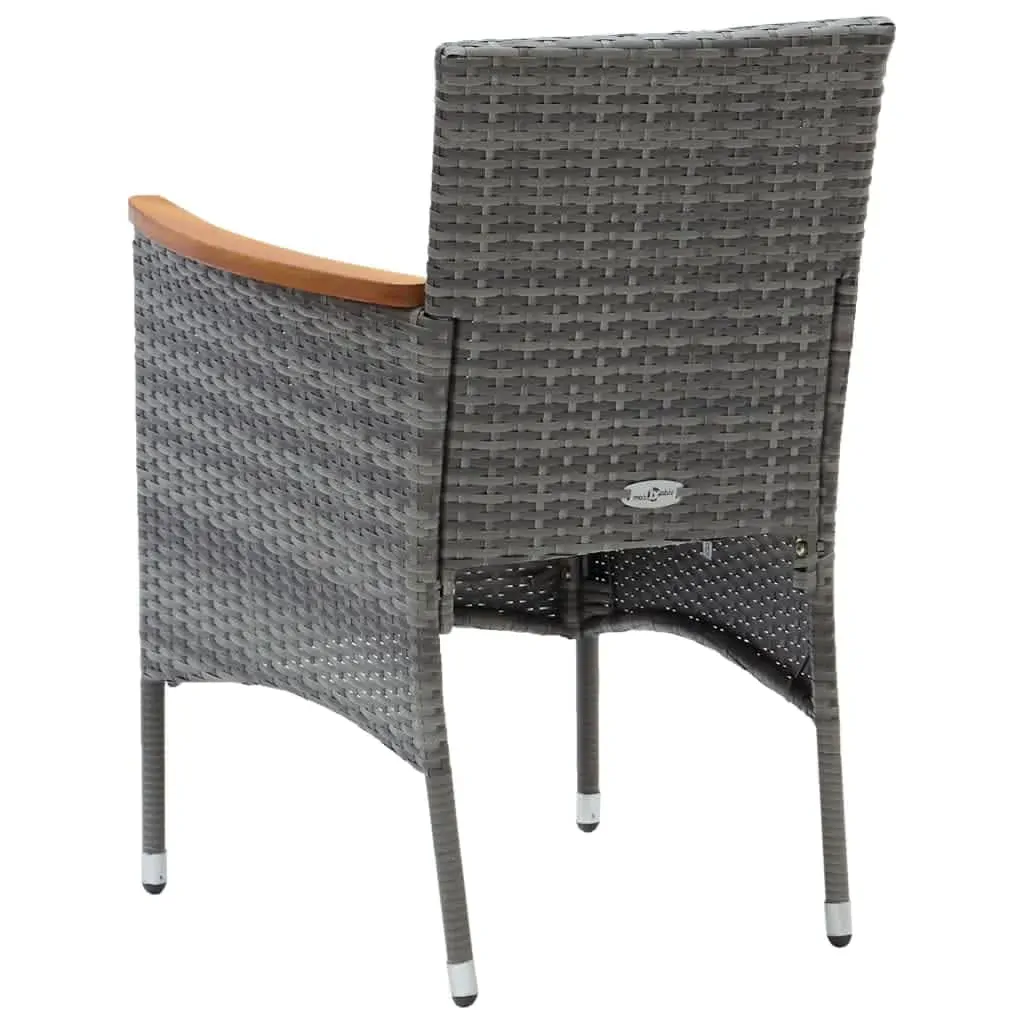 5 Piece Garden Dining Set with Cushions Poly Rattan Grey Price