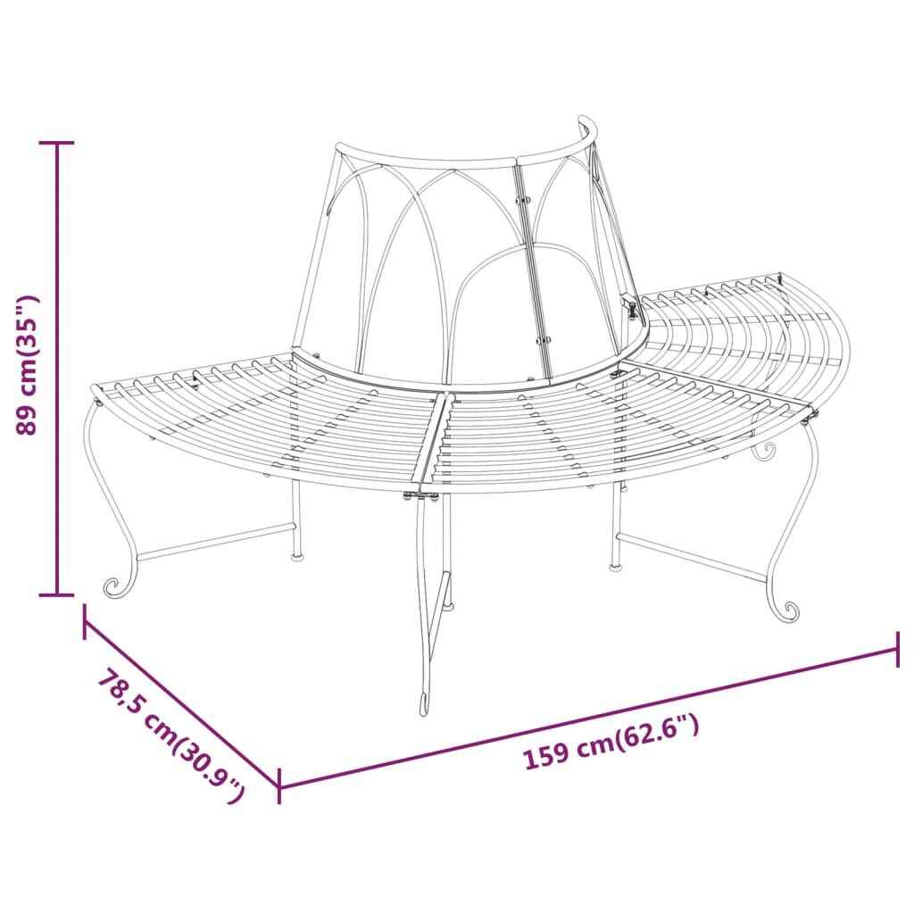 Half Round Tree Bench 2 pcs Ø159 cm Black Steel Price