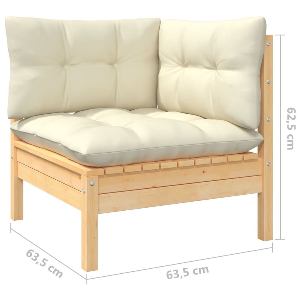 10 Piece Garden Lounge Set with Cream Cushions Solid Pinewood Price