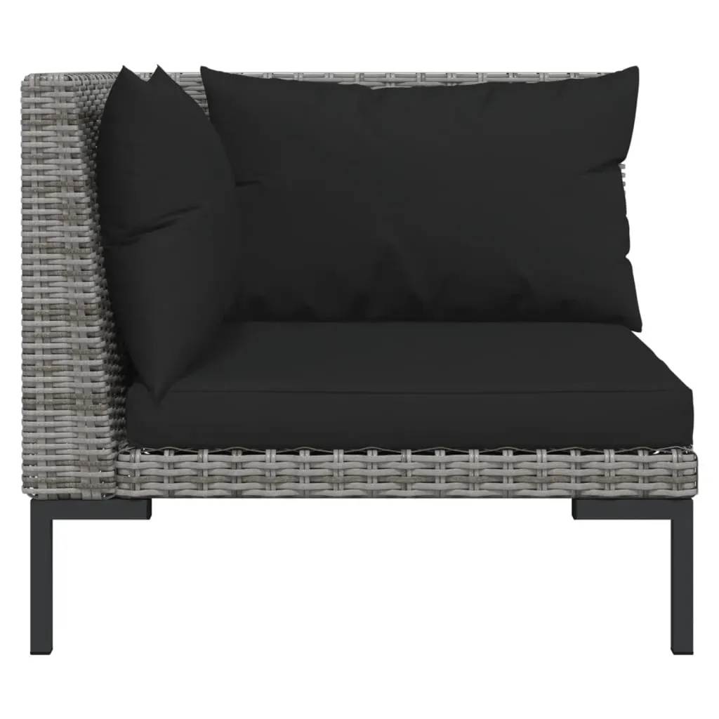 9 Piece Garden Lounge Set with Cushions Round Rattan Dark Grey Price
