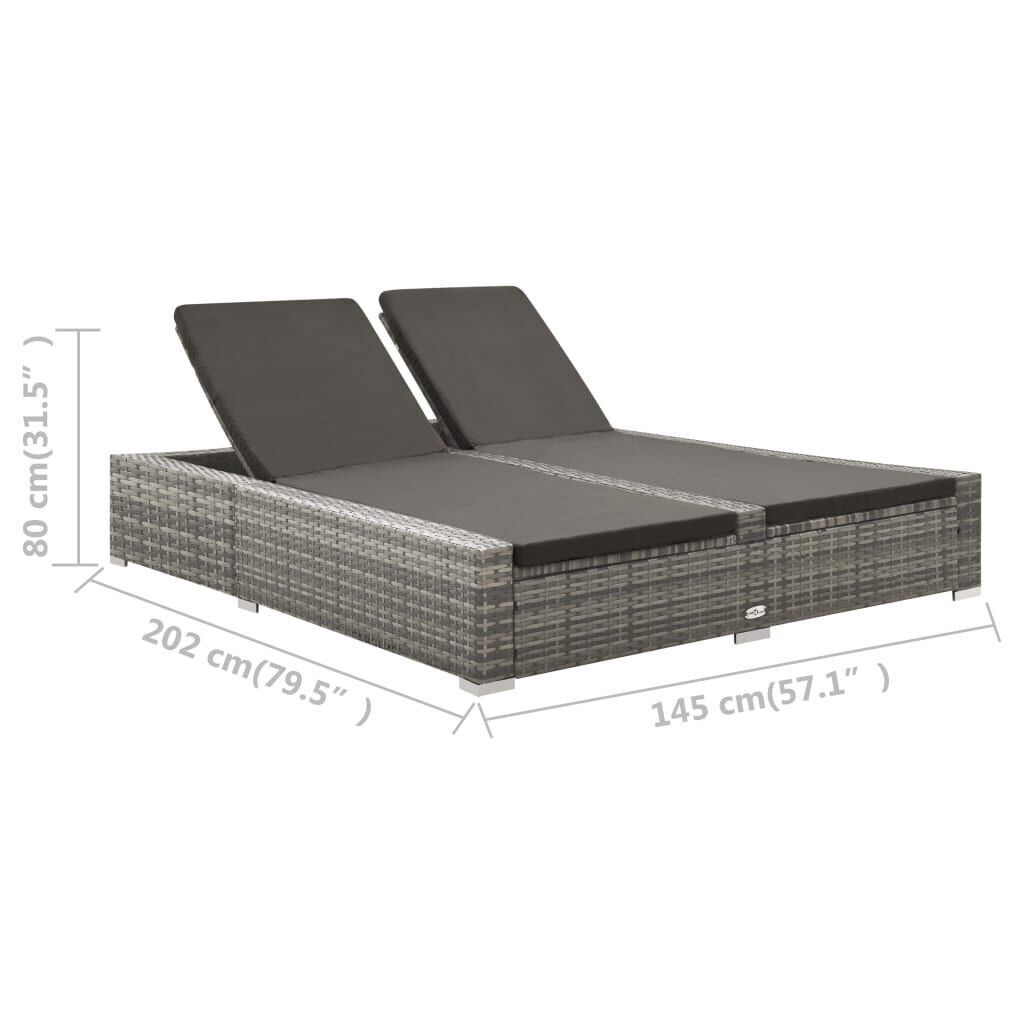 Double Sun Lounger Poly Rattan Grey Price