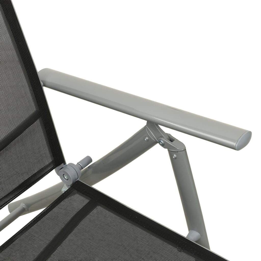 Folding Sun Lounger Textilene and Aluminium Black and Silver Price