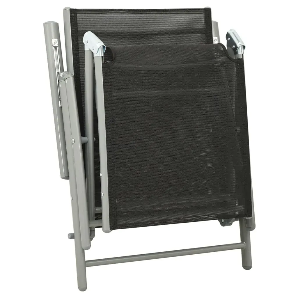Folding Sun Lounger Textilene and Aluminium Black and Silver Price