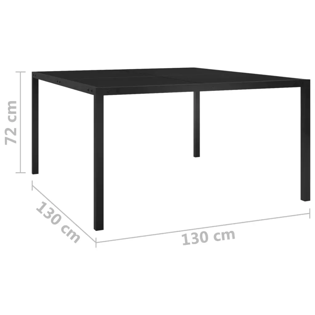 Garden Table 130x130x72 cm Black Steel and Glass Price