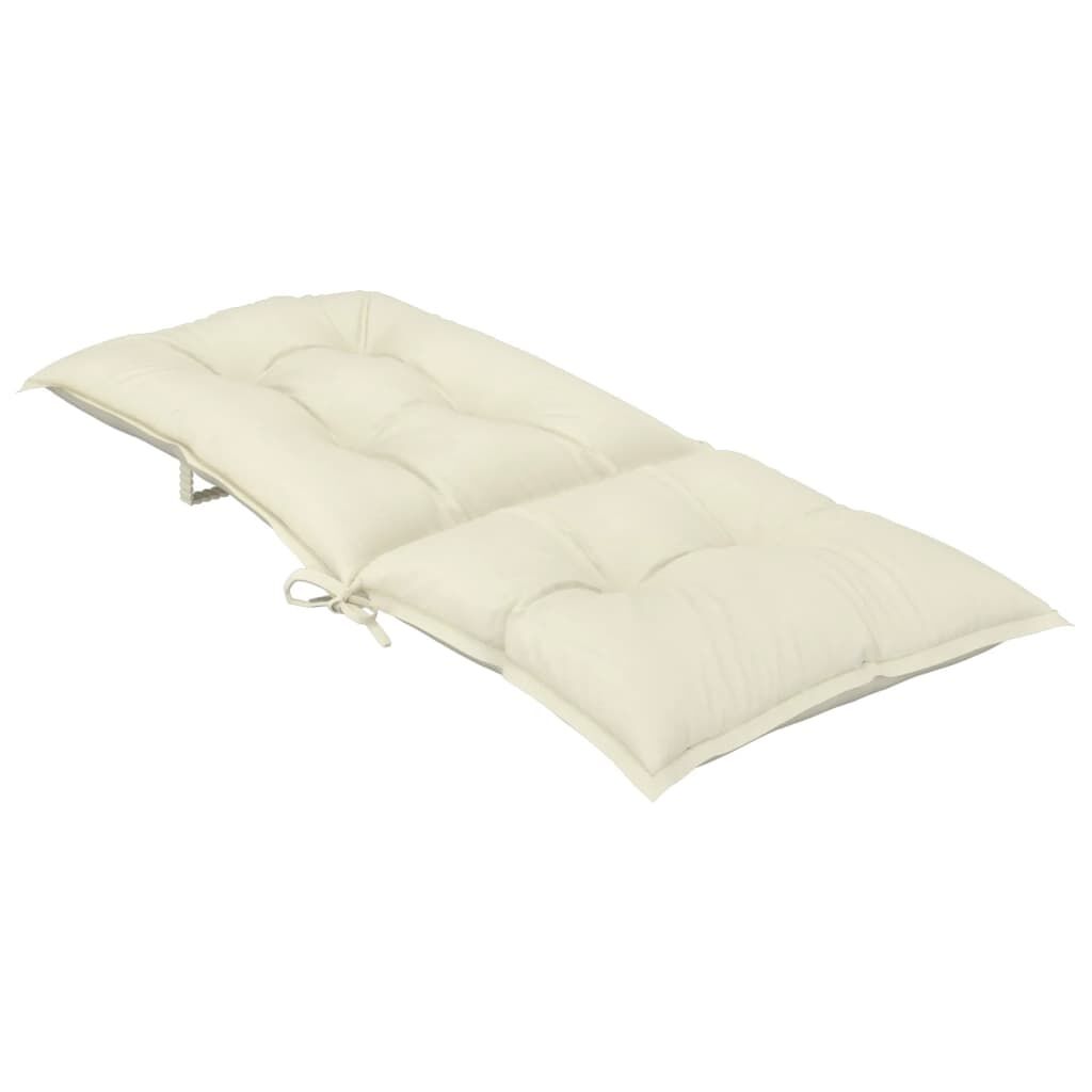 Garden Highback Chair Cushions 2 pcs Cream 120x50x7 cm Fabric Price