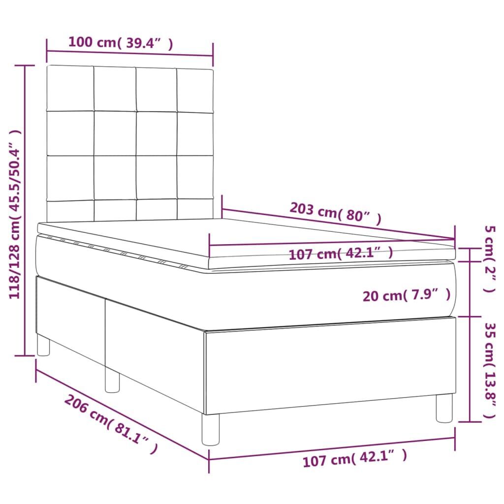 Box Spring Bed with Mattress Dark Grey 106x203 cm King Single Size Fabric Price