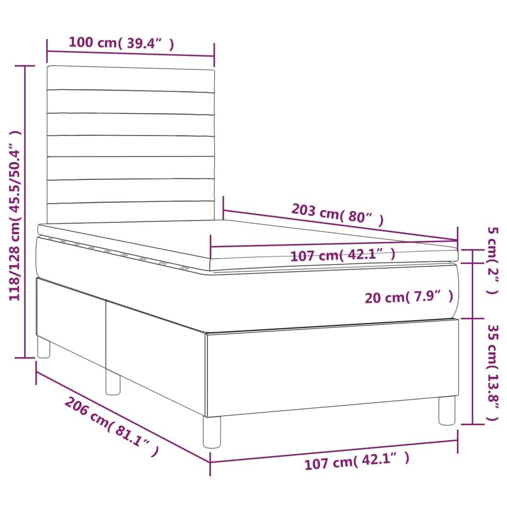 Box Spring Bed with Mattress Dark Grey 106x203 cm King Single Size Fabric Price