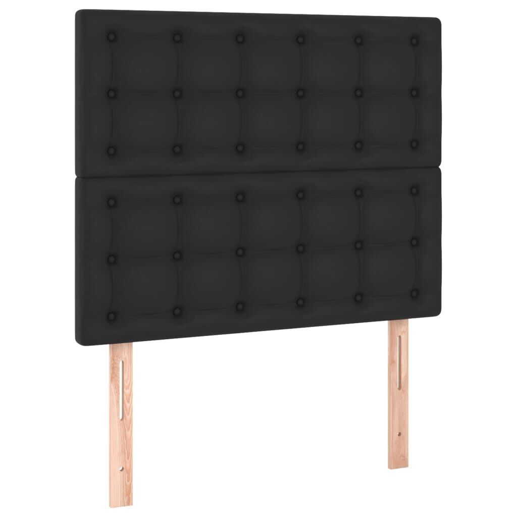 Box Spring Bed with Mattress&LED Black 106x203 cm King Single Size Faux Leather Price