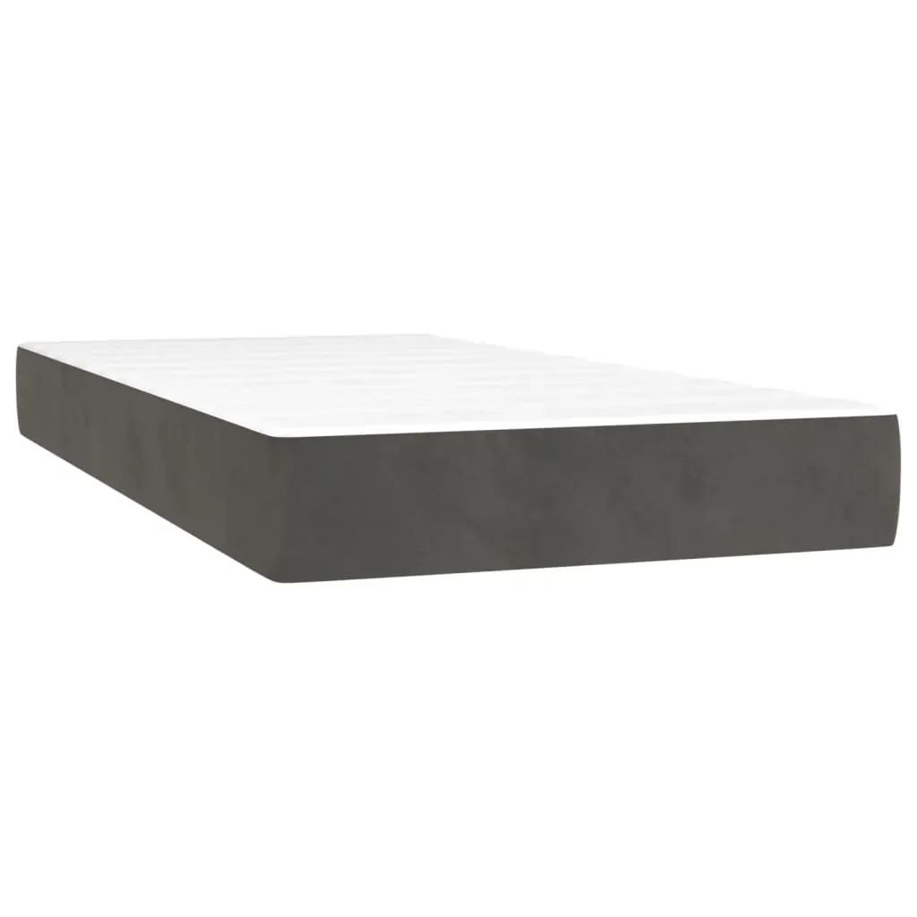 Box Spring Bed with Mattress&LED Dark Grey 106x203 cm King Single Size Velvet Price