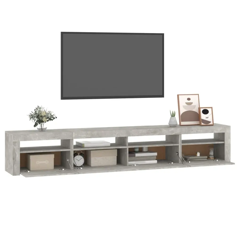 TV Cabinet with LED Lights Concrete Grey 240x35x40 cm Price