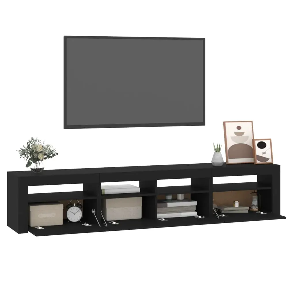 TV Cabinet with LED Lights Black 210x35x40 cm Price