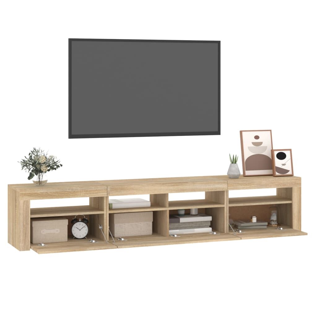 TV Cabinet with LED Lights Sonoma Oak 210x35x40 cm Price