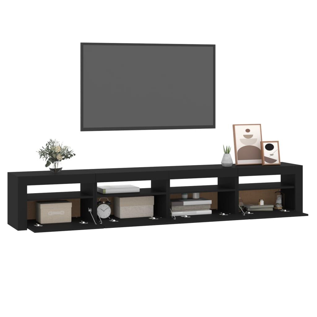 TV Cabinet with LED Lights Black 240x35x40 cm Price
