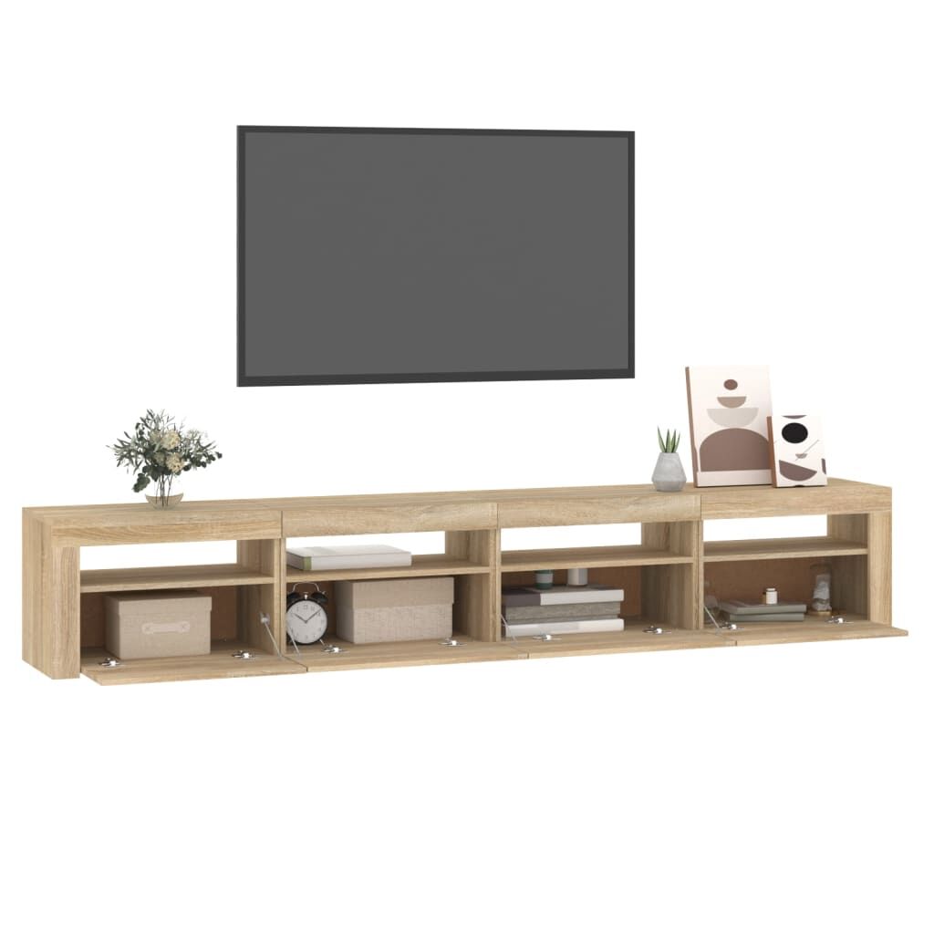 TV Cabinet with LED Lights Sonoma Oak 240x35x40 cm Price