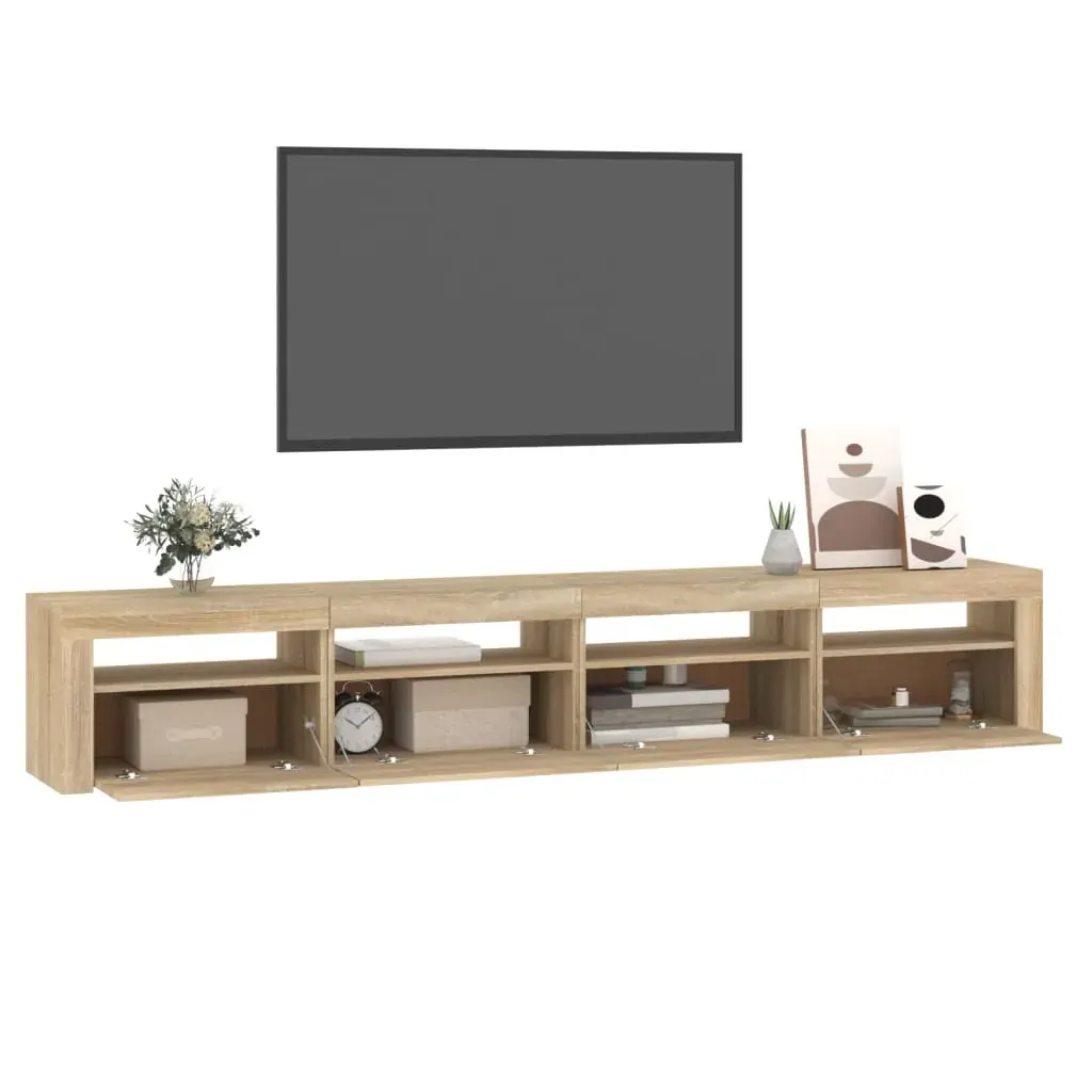 TV Cabinet with LED Lights Sonoma Oak 240x35x40 cm Price