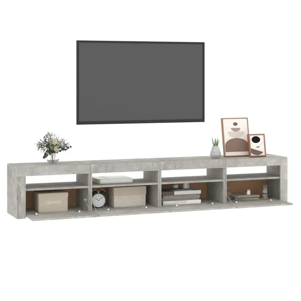 TV Cabinet with LED Lights Concrete Grey 240x35x40 cm Price