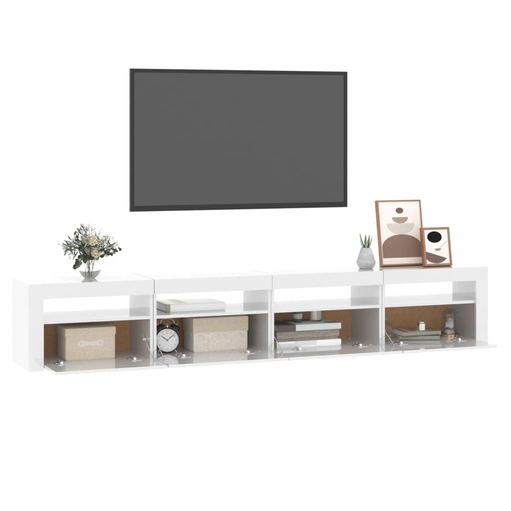 TV Cabinet with LED Lights High Gloss White 240x35x40 cm Price