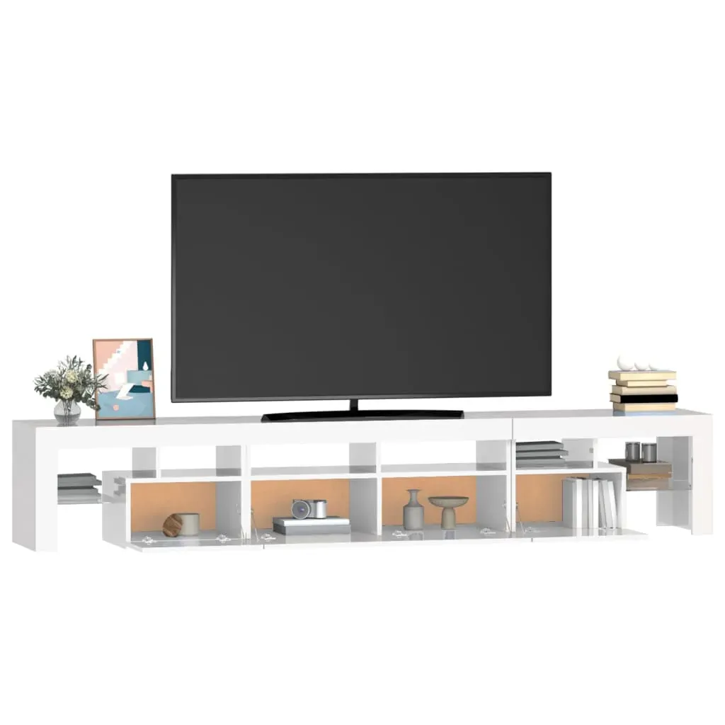 TV Cabinet with LED Lights High Gloss White 230x36.5x40 cm Price