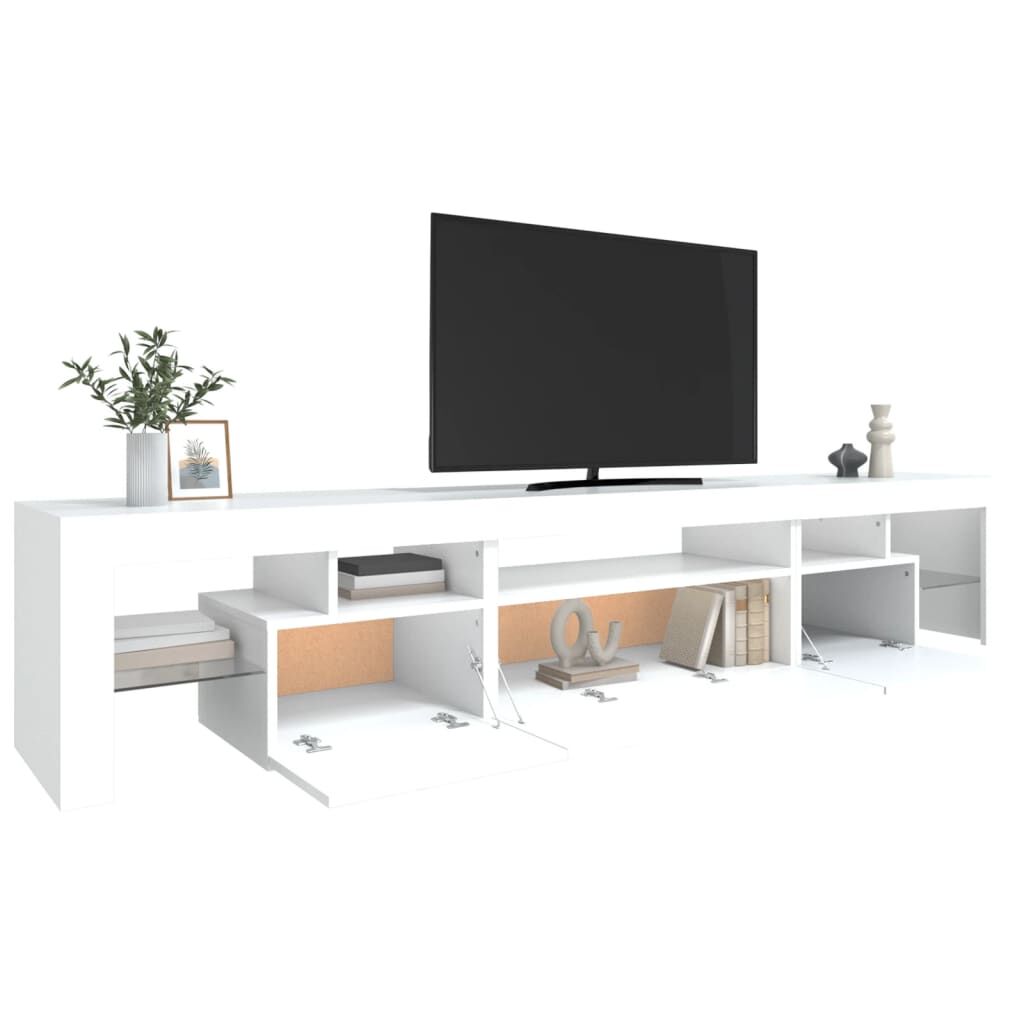 TV Cabinet with LED Lights White 215x36.5x40 cm Price