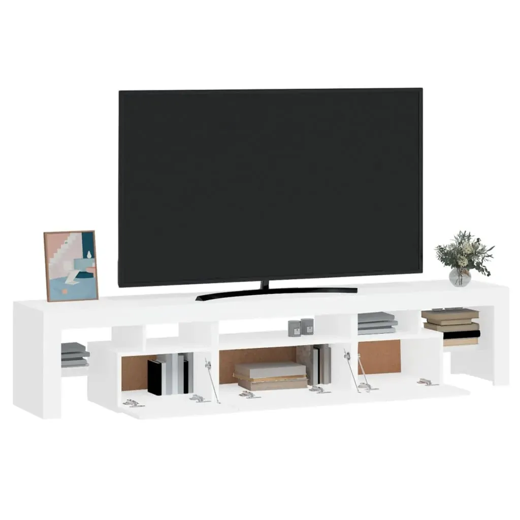 TV Cabinet with LED Lights White 200x36.5x40 cm Price