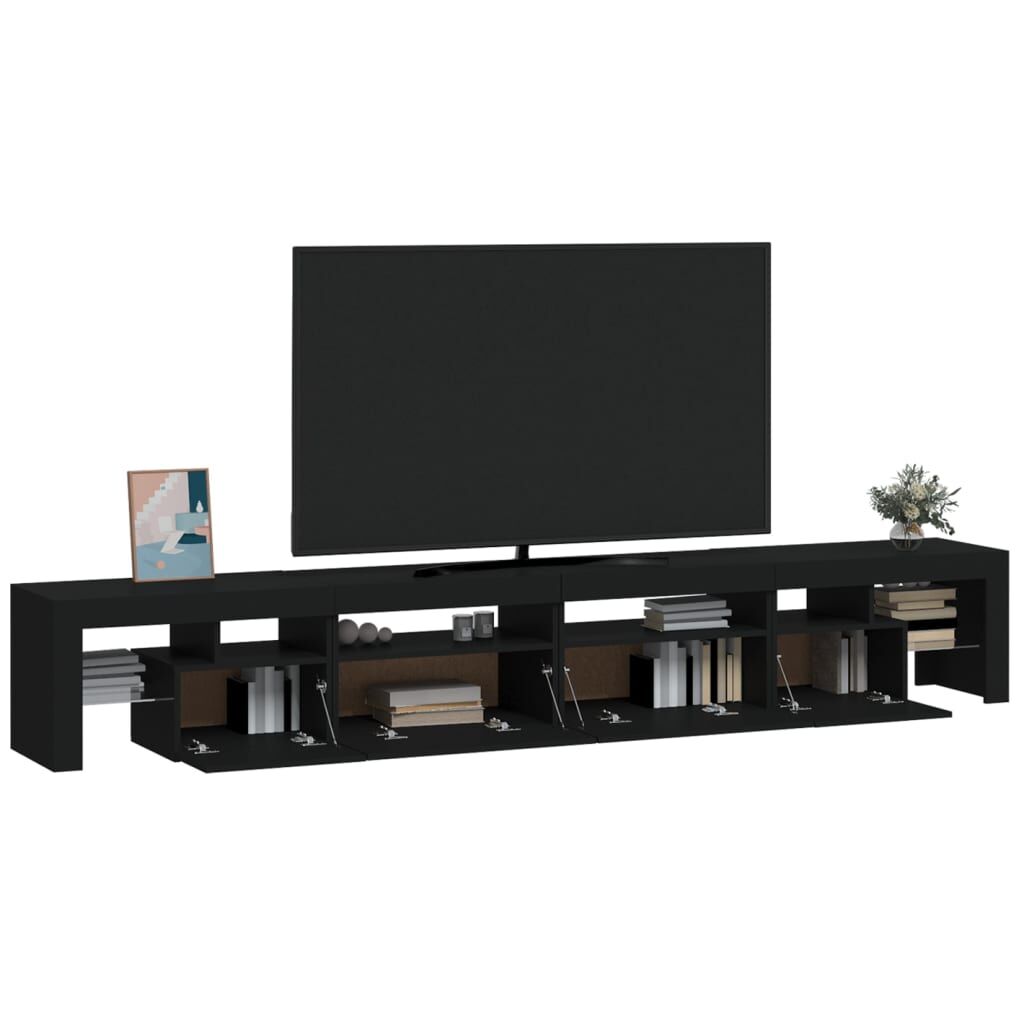TV Cabinet with LED Lights Black 260x36.5x40 cm Price