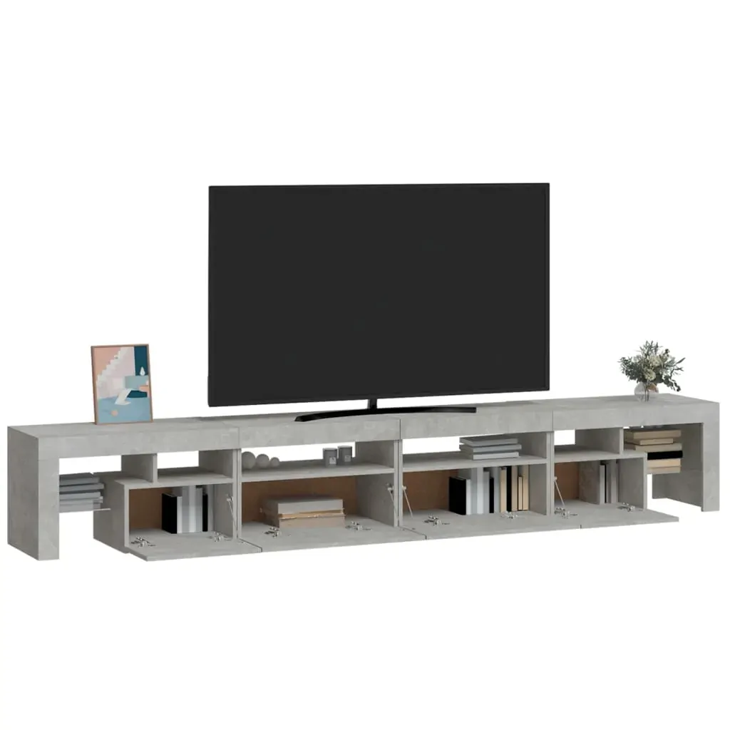 TV Cabinet with LED Lights Concrete Grey 260x36.5x40 cm Price