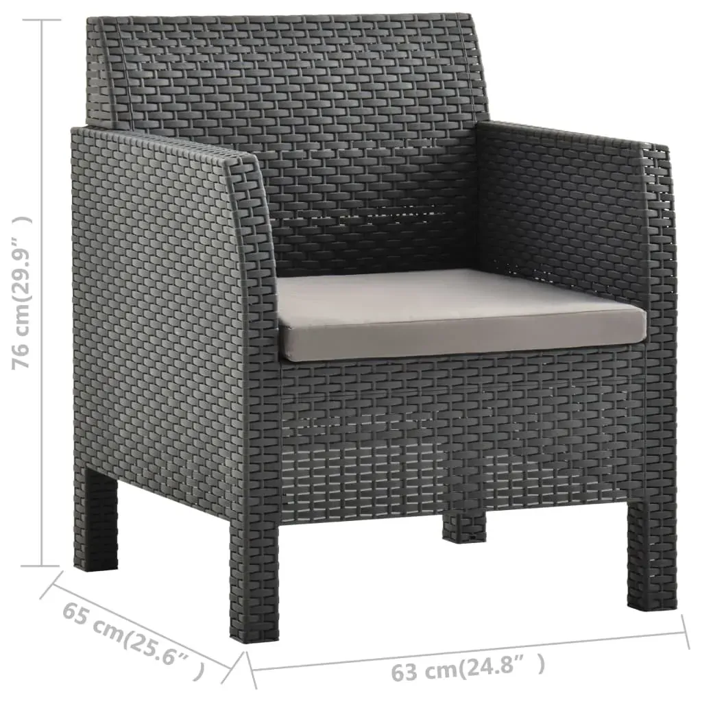 Garden Chair with Cushion Anthracite 63x65x76 cm PP Rattan Price