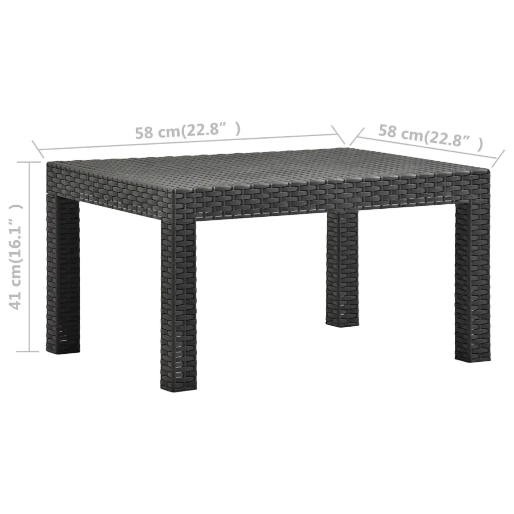 Garden Table Anthracite 58x58x41 cm PP Rattan Price