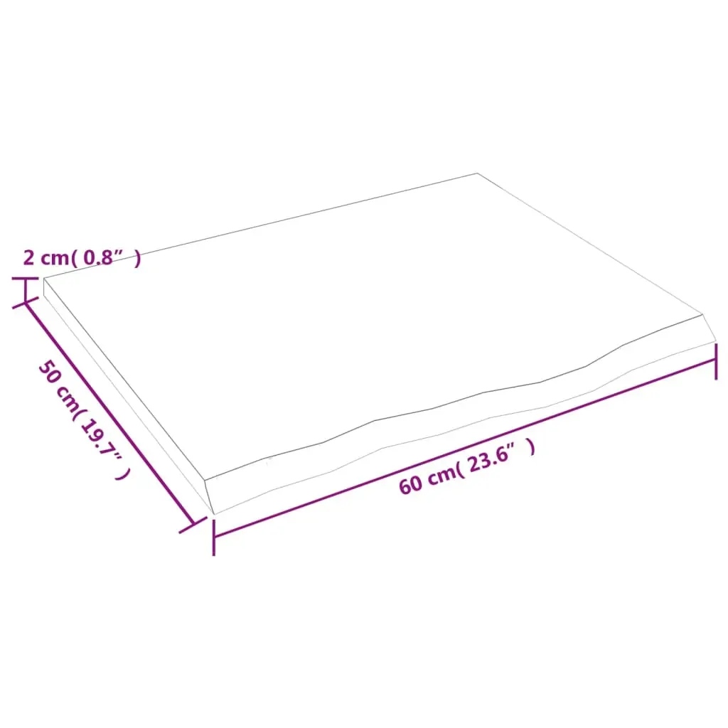 Table Top Dark Brown 60x50x2 cm Treated Solid Wood Oak Price