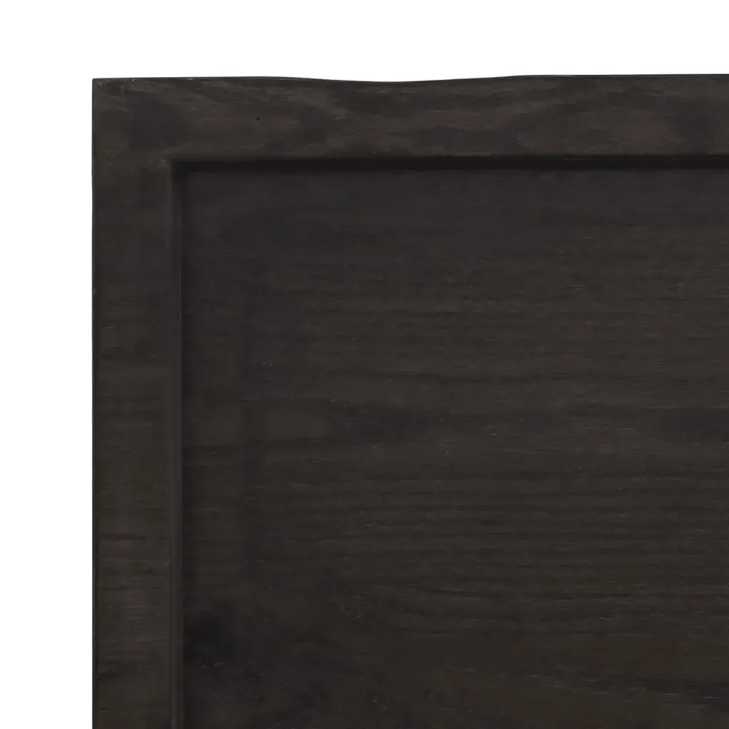Table Top Dark Brown 100x40x6 cm Treated Solid Wood Oak Price