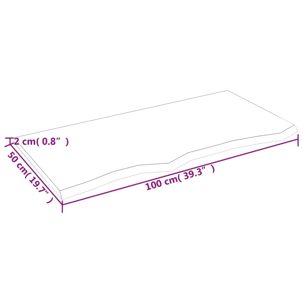 Table Top Dark Brown 100x50x2 cm Treated Solid Wood Oak Price