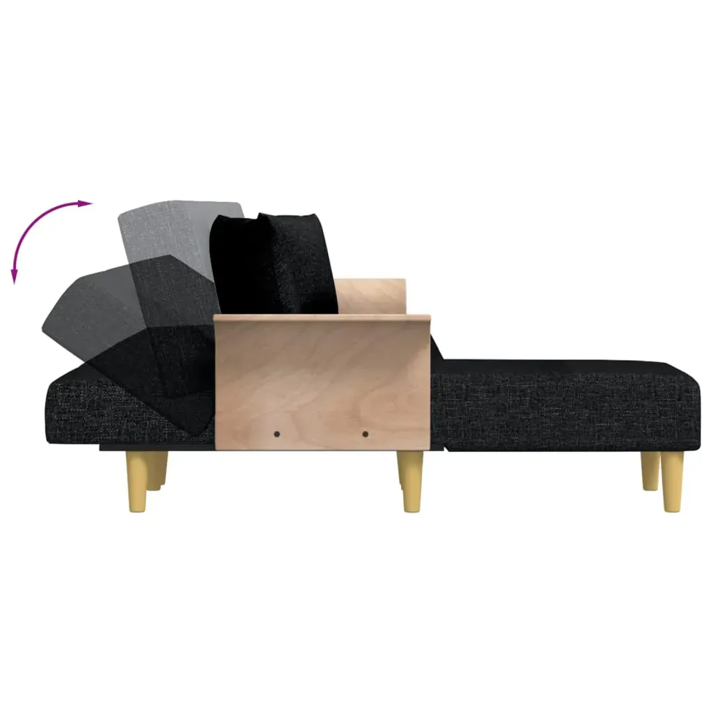 L-shaped Sofa Bed Black 279x140x70 cm Fabric Price