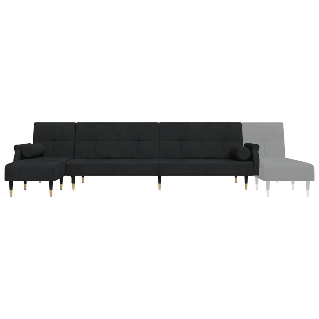 L-shaped Sofa Bed Black 271x140x70 cm Velvet Price