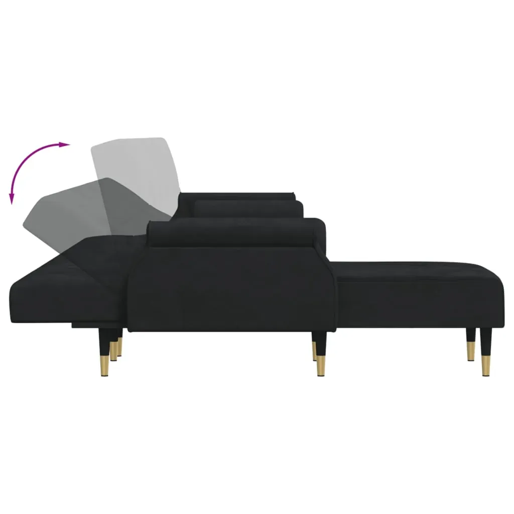 L-shaped Sofa Bed Black 271x140x70 cm Velvet Price