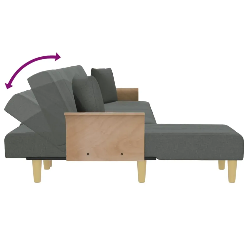 L-shaped Sofa Bed Dark Grey 279x140x70 cm Fabric Price