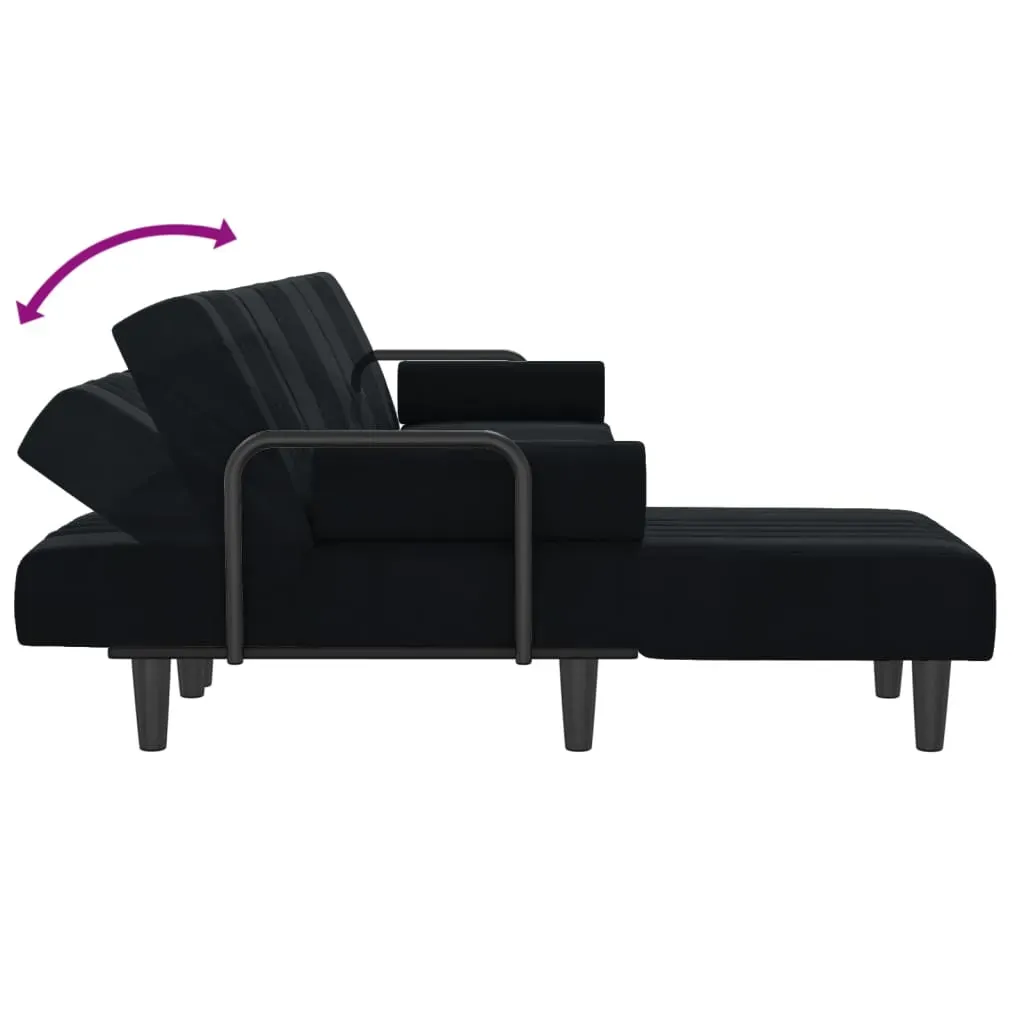 L-shaped Sofa Bed Black 260x140x70 cm Velvet Price
