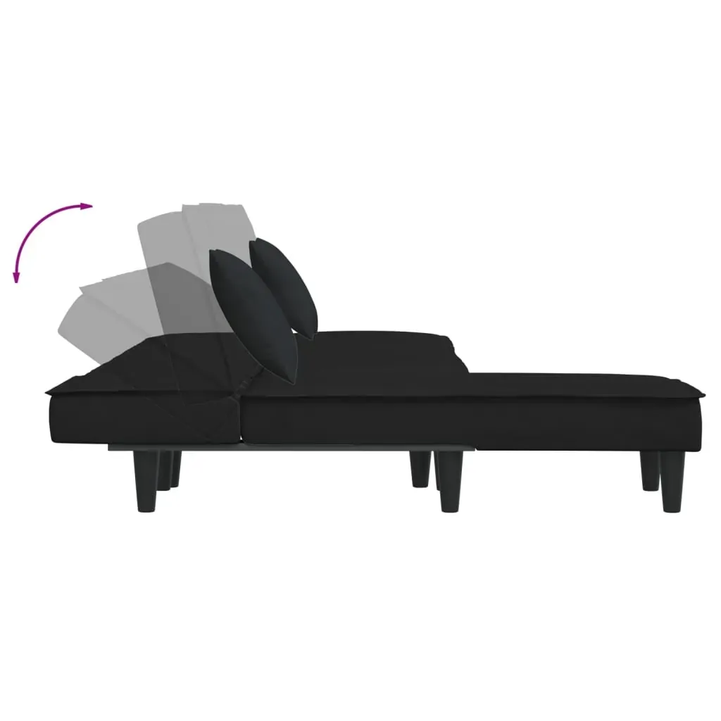 L-shaped Sofa Bed Black 255x140x70 cm Velvet Price