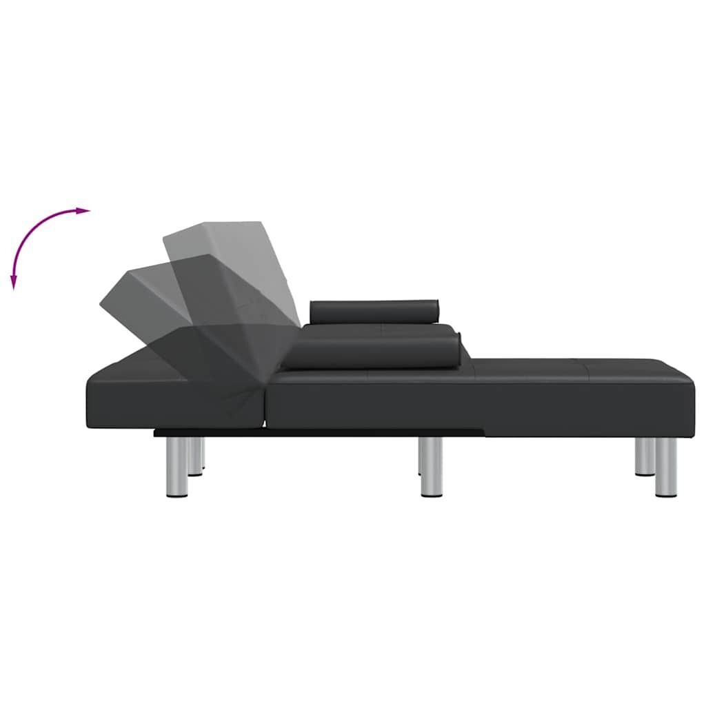 L-shaped Sofa Bed Black 255x140x70 cm Faux Leather Price