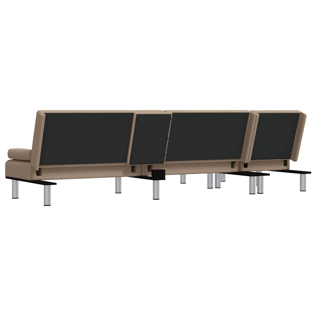 L-shaped Sofa Bed Cappuccino 255x140x70 cm Faux Leather Price