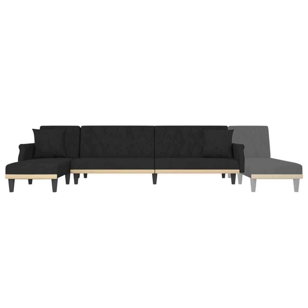 L-shaped Sofa Bed Black 271x140x70 cm Velvet Price