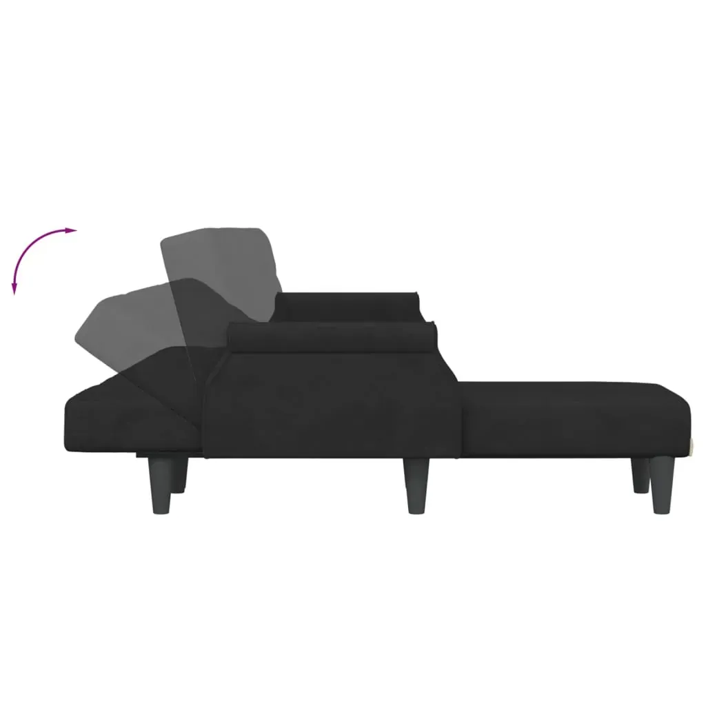 L-shaped Sofa Bed Black 271x140x70 cm Velvet Price