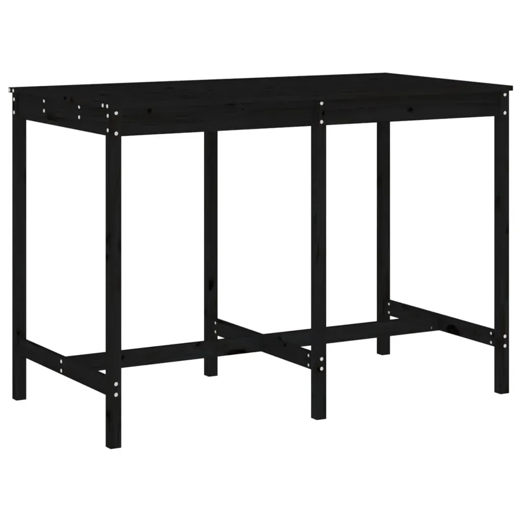 7 Piece Garden Bar Set Black Solid Wood Pine Price