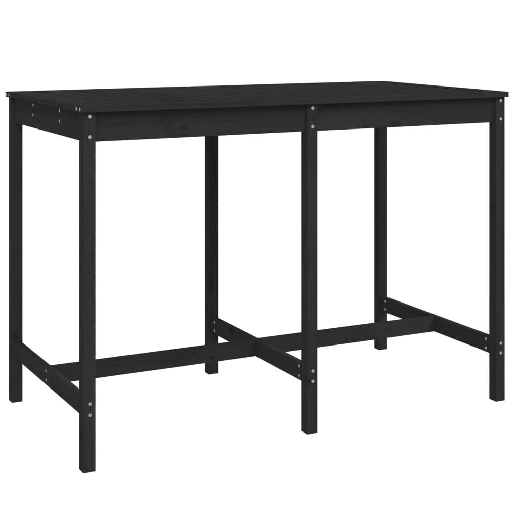 7 Piece Garden Bar Set Black Solid Wood Pine Price