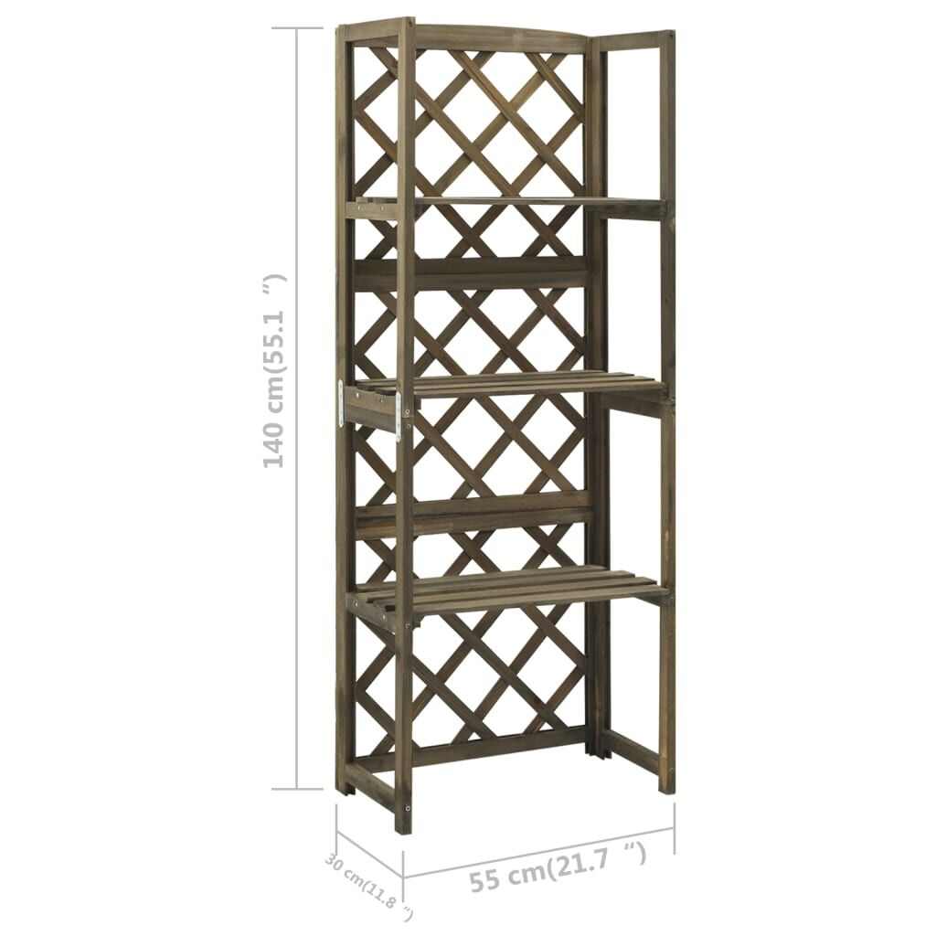 Trellis with Shelves Grey 55x30x140 cm Solid Fir Wood Price