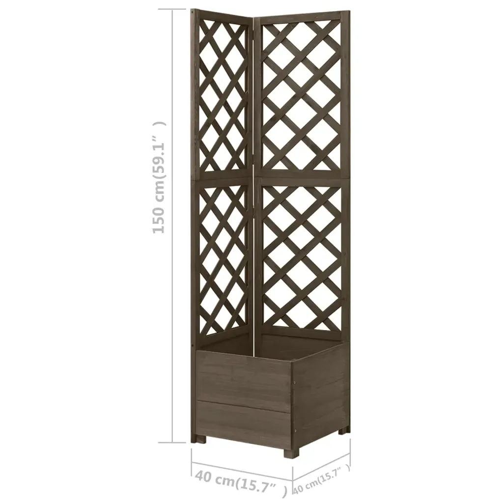 Corner Trellis Planter Grey 40x40x150 cm Solid Fir Wood Price